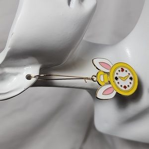 Alice in Wonderland Handmade Earrings‎ Clock Rabbit Ears